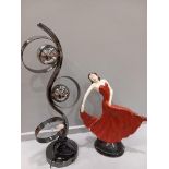 An Art Deco Table Lamp & Ware Figurine