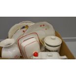 A Box Including Cake Plates, Butter Dish, Vase Etc