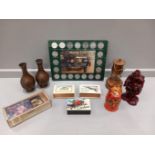 A Box Including Metal Vases, Trinket Boxes, Lamp Etc