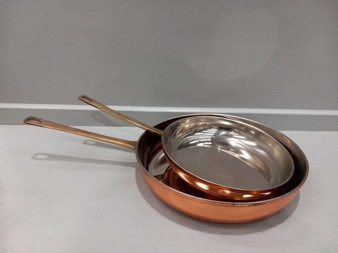 A Box Including 5 Copper Pans