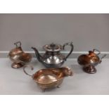 A Plated Teapot, 2 Sugar Scuttles & Scoop & Gravy Boat