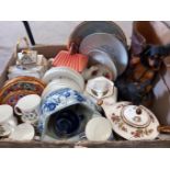 A Box Including Part Tea Set, Teapots, Vases Etc