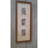 3 Hunting Prints In Oak Frames (1 Glass Broken)