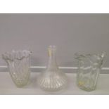 A Box Of Cut Glass Vases, Fruit Bowl, Jug Decanter Etc