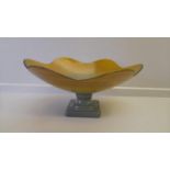 1960's Coloured Glass Fruit Bowl On Stand
