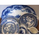 10 Blue & White Meat Plate, Dinner Plates & Maling Jug Etc