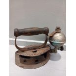 A Victorian Matchlite Selfheating British Made Petrol Iron & Brass Vase