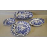 6 Pieces Of Blue & White Spode Small Dishes & Butter Dish