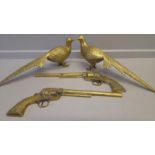 2 Brass Pheasants & 2 Gun Wall Pieces