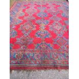 Red Patterned Carpet (Distressed) L397cm x W304cm