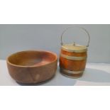 Wooden Fruit Bowl & Biscuit Barrel