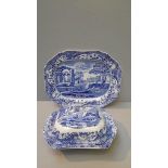 Spode Blue & White Meat Plate & Tureen