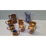 Box Including Copper Lustre Jugs Etc