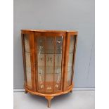 Walnut Bow Fronted China Cabinet H115cm x W87cm x D34cm