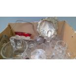 Box Including Glass Jugs, Dishes Etc
