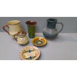 Box Including Torquay Ware Jug & Teapot, Plate Etc