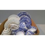 Box Including Part Blue & White Spode Teaware & Oriental Teaware