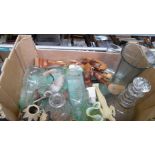 Box Including Glass Decanters Etc