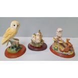 Border Fine Arts Barn Owl Brambles 484458, Curiosity A1282 & 1 Other