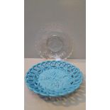 Glass 'Merry Christmas' Dish & Blue Grape Design Plate