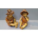 Pair Of Ware Children Figurines (Some Damage)