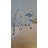 A Pearl Necklace & Brooches Etc