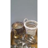 Box Plated Ice Bucket, Cutlery Etc