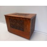 Oak Carved Linen Box H60cm x W80cm x D51cm