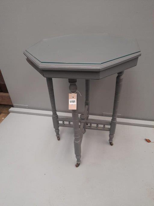 Painted Glass Top Occasional Table