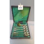 6 Plated Teaspoons & Caddy Spoon