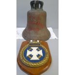 'The HMS Lindisfarne Bell' & Plaque 1943 (No Clapper)