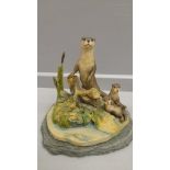 Border Fine Arts 'Otters' Model No L26 By D Geenty Limited Edition 50/850 On Stone Base