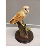 Border Fine Arts 'Barn Owl' Model No RB15 By R Ayres On Wooden Base