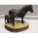 Border Fine Arts 'Fell Mare & Foal' Model No B0971 By Anne Wall Limited Edition 308/750 On Wooden Ba