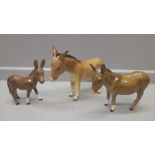 Beswick Donkey Family Stamped Beswick England