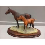 Border Fine Arts 'Thoroughbred Mare & Foal' Model No L45 By D Geenty Limited Edition 452/750 On Wood