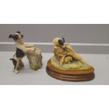 Border Fine Arts 'Jack Russell' Model No 054 By Anne Wall On Wooden Base & 1 Other Terrier Figure No