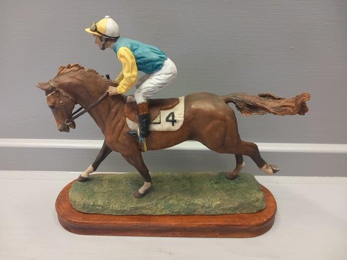 Border Fine Arts 'Cantering Down' Model No L16 By Anne Wall Limited Edition 53/850 On Wooden Base