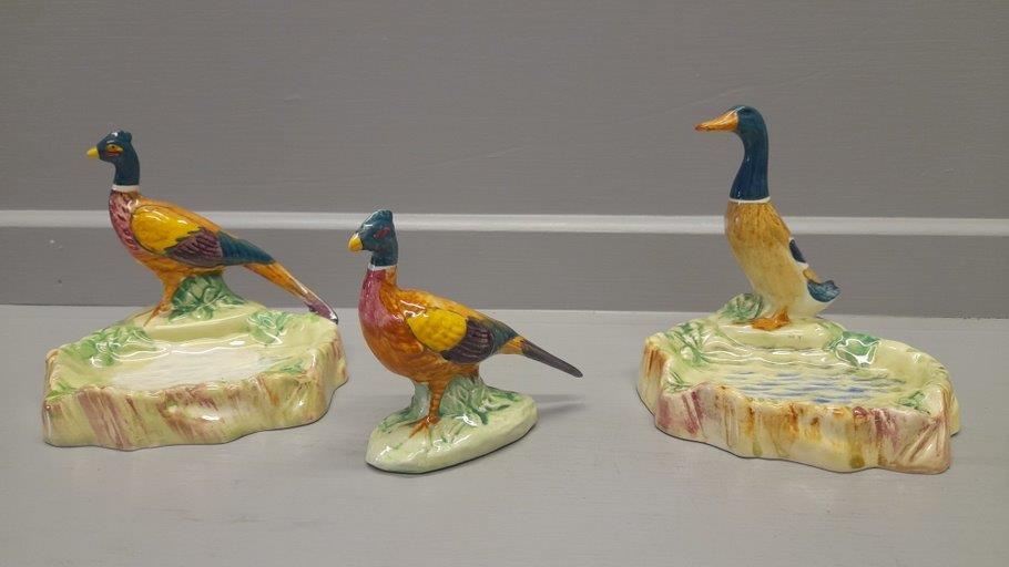 Beswick Duck Ashtray, Pheasant Ashtray & Pheasant Figurine Marked Beswick England