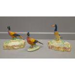 Beswick Duck Ashtray, Pheasant Ashtray & Pheasant Figurine Marked Beswick England