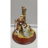 Border Fine Arts 'Out With The Dogs' Model A2648 By C Harding Limited Edition 47/1250 On Wooden Base