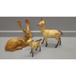 Beswick 'Fallow Deer Family' - Lying Stag 954, Hind Doe 999A, Fawn 1000B Stamped Beswick England