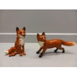 Beswick 'Small Running Fox' & 'Sitting Fox' Stamped Beswick England