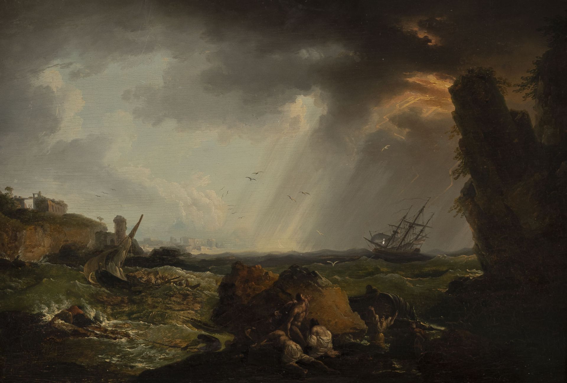 CLAUDE JOSEPH VERNET (WERKSTATT ODER SCHULE) SCHIFFSHAVARIE BEI AUFZIEHENDEM GEWITTER VOR HÜGELIGER 