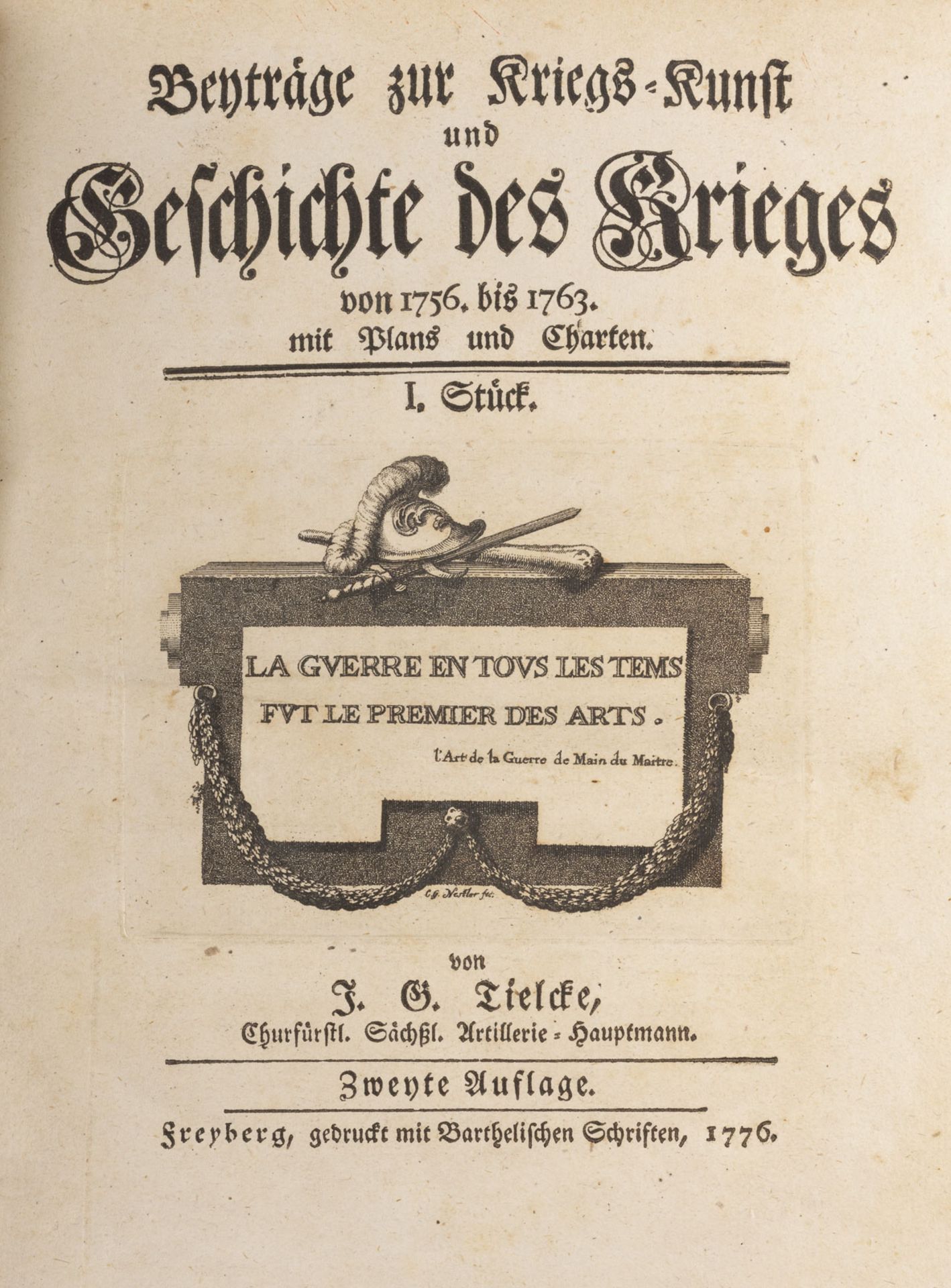 BEYTRÄGE ZUR KRIEGS-KUNST UND GESCHICHTE DES KRIEGES VON 1756 BIS 1763 MIT PLANS UND CHARTEN - Bild 2 aus 2