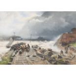 ANDREAS ACHENBACH, STURMFLUT AM ANLEGER (VLISSINGEN)