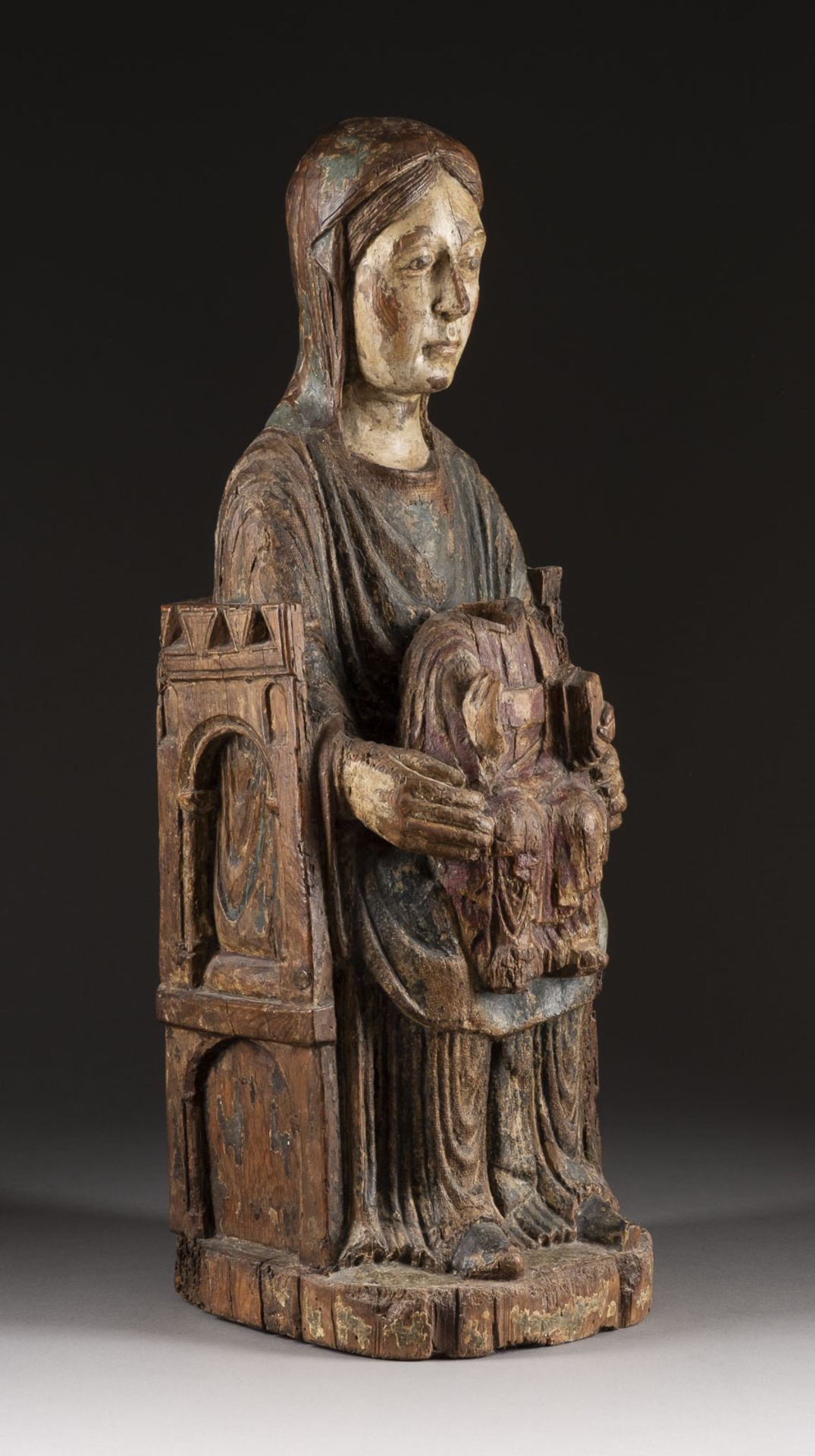  HOCHBEDEUTENDE ROMANISCHE MADONNA MIT DEM CHRISTUSKIND - Bild 3 aus 5