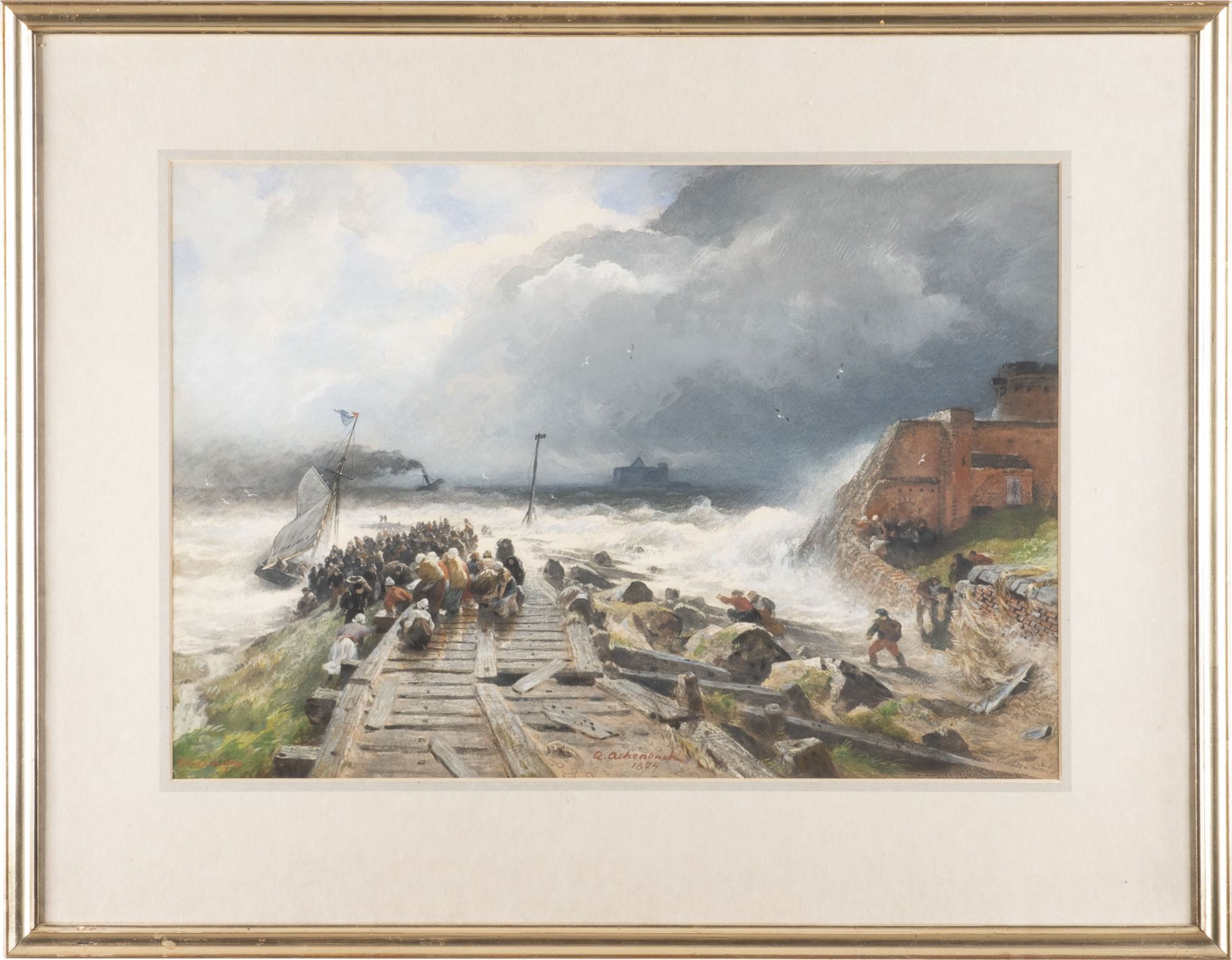 ANDREAS ACHENBACH, STURMFLUT AM ANLEGER (VLISSINGEN) - Bild 2 aus 2