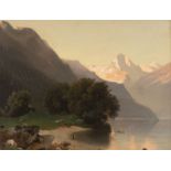 ALEXIS NICOLAS NOEL, GEBIRGSLANDSCHAFT MIT SEE (1857)