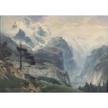 JOHANN HERING, BLICK AUF WENGEN JUNGFRAU IM LAUTERBRUNNENTAL, SCHWEIZ